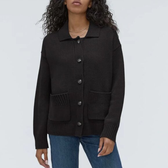 Everlane The Cotton Chore Sweater Jacket Black Size S - Picture 1 of 10